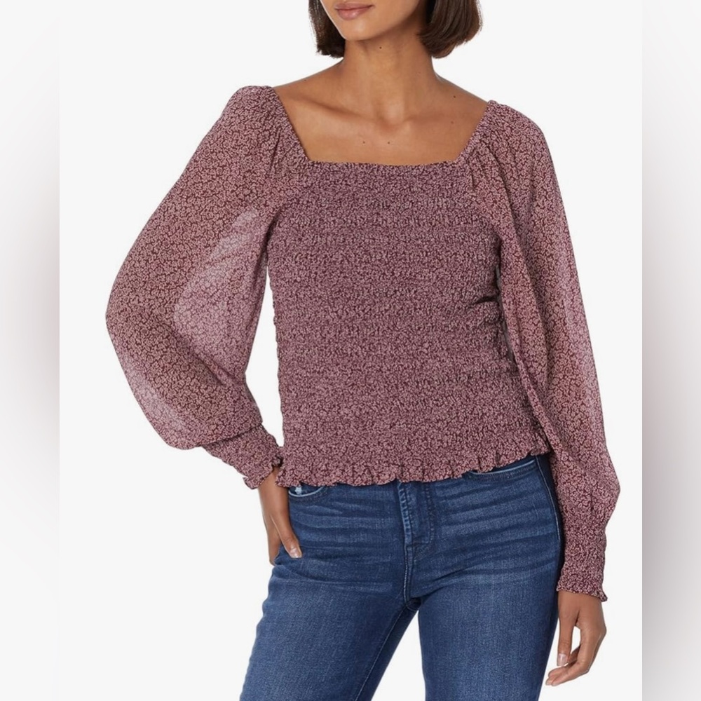 Madewell Lucie Bubble-Sleeve Smocked Top in Cottage Garden Size Medium